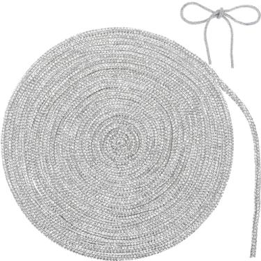 Imagem de Shappy Cadarços de strass com glitter de 20 metros cordão de cristal brilhante cordões redondos com capuz cordão para moletom faça você mesmo, tênis, moletons com capuz, decoração de vestido, branco