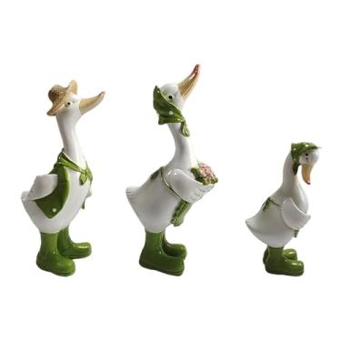 Imagem de KiBcsLic 3x Estátuas de Pato de Jardim Esculturas de Animais Decoração Ornamentos Modernos Realistas Figuras de Pato para Centro de Mesa de Fazenda