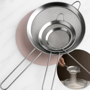Imagem de Kit Conjunto Peneiras Coador em Aço Inox Para Cozinha Lava Louças Para Farinha, Sucos e Líquidos, Tamanhos 10, 18 e 20 Premium