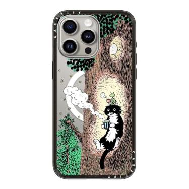 Imagem de CASETiFY Capa compacta para iPhone 15 Pro Max [fina e elegante/compatível com Magsafe/1,2 m. Proteção contra quedas de nível militar] - Tempo de descanso - Preto transparente