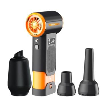 Imagem de Fenteer Ventilador portátil de turbina com tela digital Limpeza doméstica Limpeza leve de computadores Iluminação externa Soprador de ar Espanador de ar