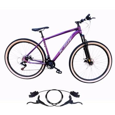 Imagem de Bicicleta Aro 29 Ksw Adulto 21 velocidades Suspensão Dianteira 80mm Pneu Faixa Amarelo Freio Hidraulico (VIOLETA/PRATA, 19)