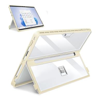 Imagem de SSS·GRGB Capa atualizada para Microsoft Surface Pro 11/10/9/8 13 polegadas, capa robusta multifuncional compatível com teclados, transparente e amarelo