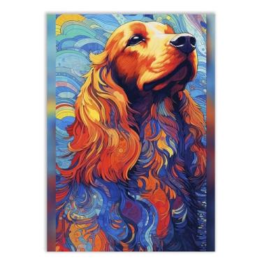 Imagem de Placa Decorativa Cachorro Cão Ilustração Vetor Cocker Spaniel Decoração Poster Quarto Sala
