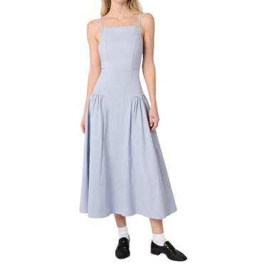 Imagem de WEWOREWHAT Vestido midi rodado feminino, Pó azul, 32
