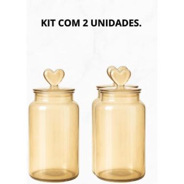 Imagem de Kit 2 Potes de Vidro Âmbar 1310ml com Tampa Hermética Decorativa - Tuu
