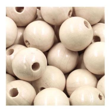 Imagem de Conta Bola Madeira 23mm C/ Brilho e Furo 40 Peças Artesanato - Doce Te