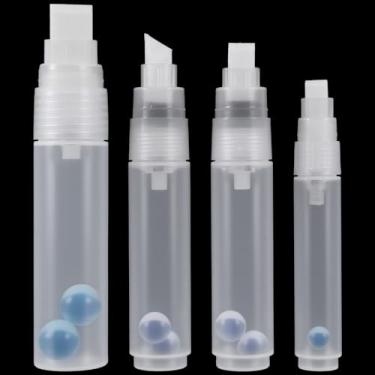 Imagem de SynHHergyx 4 marcadores vazios de tinta acrílica recarregáveis, marcadores de grafite com pontas de 8/10/11/16 mm, canetas marcadoras transparentes e preenchíveis para pintura acrílica em cerâmica