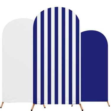Imagem de RimCereal Conjunto de 3 capas de arco de fundo de arco de casamento Suporte de pano de fundo de elastano 1,2 m, 1,5 m, 1,8 m para decoração de cerimônia de banquete de aniversário de casamento (azul)