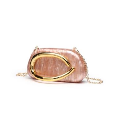 Imagem de Bolsa clutch de acrílico para mulheres, clássica, redonda, acrílica, noturna, vintage, metal, guidão, bolsa para festa de casamento, formatura, Rosa 7
