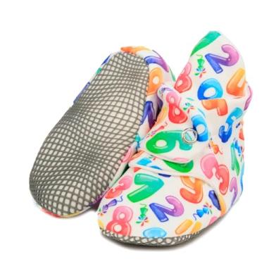 Imagem de Botas de bebê de algodão orgânico, não deslizantes, sola macia, sapatos de bebê permanentes, chinelos de casa para bebês meninos e meninas crianças, Números, 6-12 Months Infant