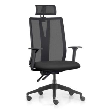 Imagem de Cadeira Escritório Giratória Presidente Flow F02 Base Preta Crepe Preto - Lyam Decor