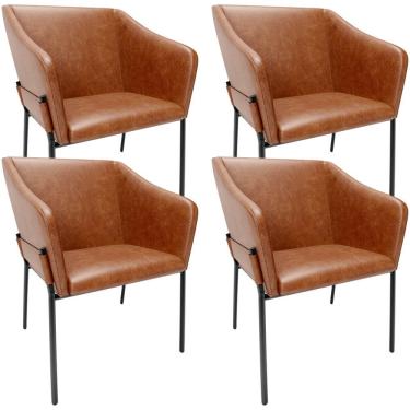 Imagem de Kit 4 Cadeiras Para Sala de Jantar Estar Living Olívia L02 Couríssimo Camel - Lyam Decor