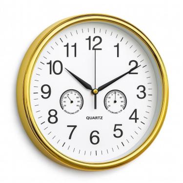 Imagem de Relogio Analogico Parede Termometro E Higrometro Decorativo Design Elegante Ambientes Casa Sala