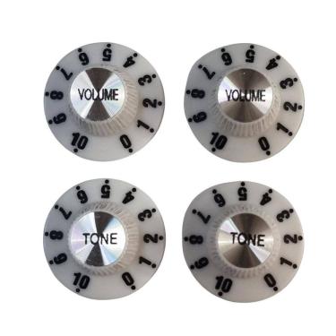 Imagem de Knob Para Guitarra Estilo Fender Retrô Branco Kit Com 4