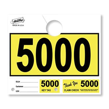 Imagem de Versa-Tags 1000 etiquetas amarelas de serviço de revendedor de carros números de envio de serviço, etiquetas de chave numeradas do departamento de serviço para oficina de mecânica chaveiro de 3 partes