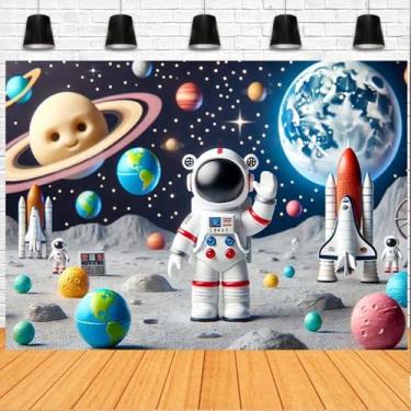 Imagem de Pano de fundo de foto astronauta astronauta espaço sideral festa fundo espaço espaço galáxia planetas astronauta chá de bebê pano de fundo sistema solar planetas galáxia meninos faixa de aniversário