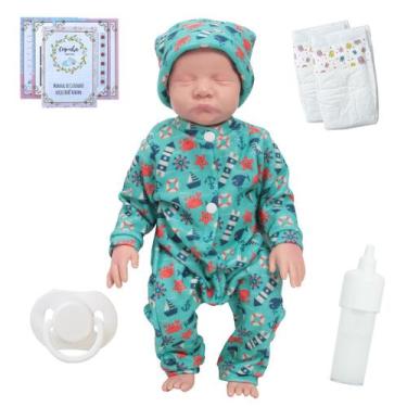 Imagem de Boneco Reborn Masculino Levi Olhos Fechados Pijama Fofinho - Cegonha R