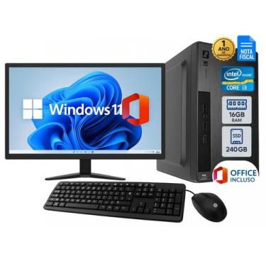 Imagem de Computador Intel Core i3 Completo, SSD 240GB, 16GB RAM, Monitor Led Hd