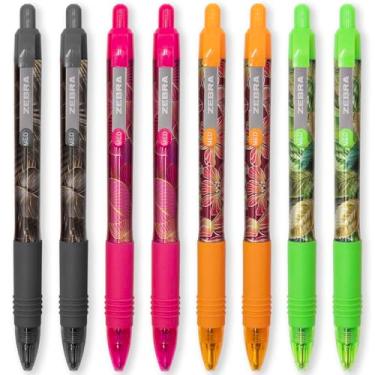 Imagem de Caneta esferográfica retrátil Zebra Z-Grip de tinta lisa - ponta de 1,0 mm - tinta azul - design tropical edição limitada - pacote com 8 canetas