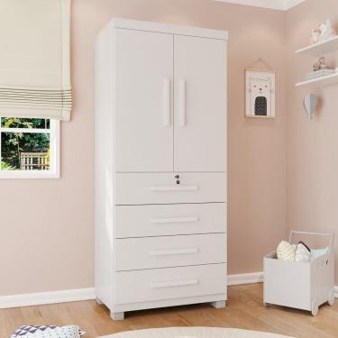 Imagem de Guarda-roupa Infantil 2 Portas 4 Gavetas Anne Espresso Móveis Branco