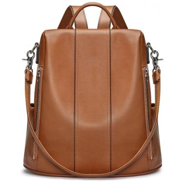 Imagem de Mochila Feminina de Couro Conversível para Bolsa de Ombro, S ZONE, Marrom