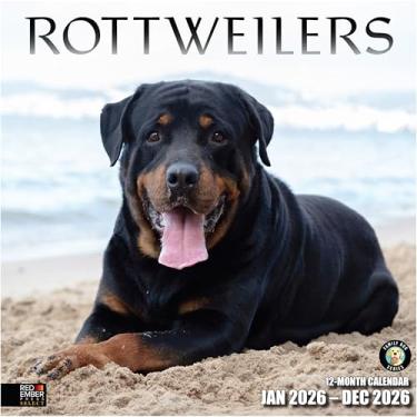 Imagem de RED EMBER Select - Calendário de parede Rottweilers 2026 de 12 meses | Abertura de 30,5 cm x 61 cm | Papel grosso e resistente | Presente | Calendário 2026
