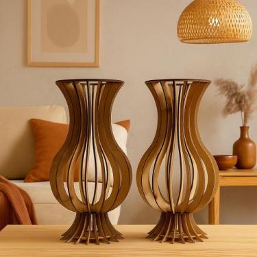 Imagem de Vaso Liso P Em Mdf Crú Com 2 Unidades - Paraiba Laser