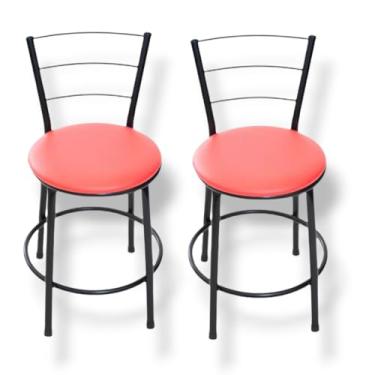 Imagem de 2 BANQUETAS BAIXA 3 ARAME 70 CM ALTURA TOTAL COZINHA (VERMELHO)