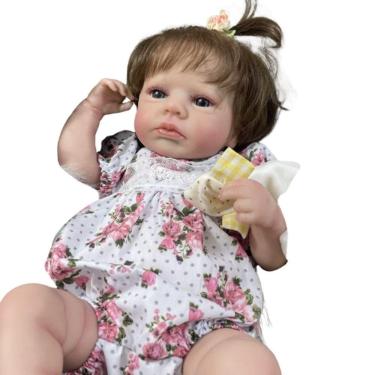Imagem de Bebê Reborn Menina, Olhos Abertos, Cabelo Fio A Fio Implantado, Realista