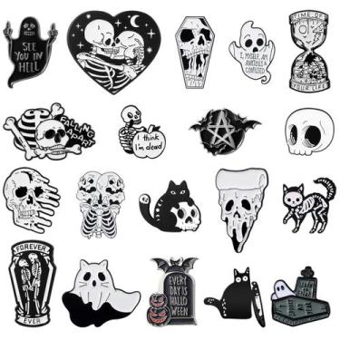 Imagem de Alfinetes de broche Sasylvia Halloween Skull Spooky Skeleton x20