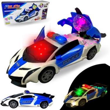 Imagem de Carrinho Policia Anda Emite Luz E Som Gira 360 Abre Portas - Europio