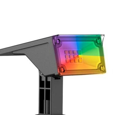 Imagem de Luminária Spot Solar LED RGB Espeto para Jardim, Direcionável, Resistente à Água, 4 Cores de Luz Verde, Vermelho, Azul, Bateria Recarregável, Sem Fios