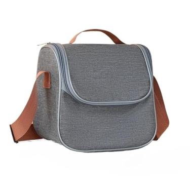 Imagem de Bolsa Térmica para Lanches, Capacidade Grande, Alça Confortável, Ideal para Trabalho, Academia e Piquenique (Cinza)