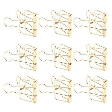 Imagem de AYNEFY Grampos de Buldogue Dobráveis ​​de Fio de Metal, Fixação Forte, 30 Clipes de Pasta Mini para Uso Em Escritório ou Escola (Ouro)