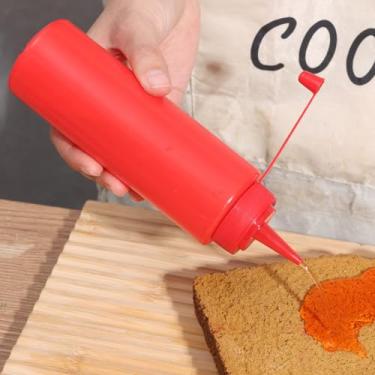 Imagem de Garrafas de plástico para espremer garrafas multiuso para ketchup, condimentos, molho de churrasco, molho, churrasco, artesanato e muito mais (vermelho, 240 ml)