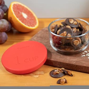 Imagem de 2 peças 1 xícara de tampas de silicone vermelho para pirex e âncora de vidro 7202-PC 1 xícara, tampas de 9,7 cm de diâmetro (vermelho)