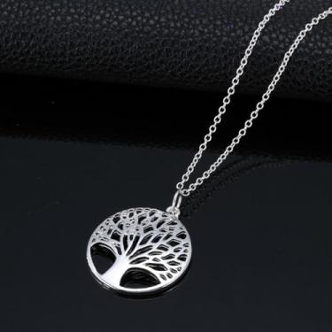 Imagem de Colar com pingente de árvore da vida, colar de árvore genealógica, joias para mulheres, mãe, família, aniversário, presentes de aniversário para mulheres, Medium, Aço inoxidável, \