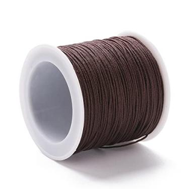 Imagem de 100 jardas 0,8 mm cordão de contas de nylon chinês cordão de macramê rabo de rattail fio de contas para fazer joias, pulseiras da amizade, suprimentos de artesanato DIY (marrom coco)