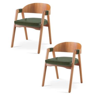 Imagem de Kit 2 Cadeiras para Sala de Jantar Luna Verde/Mel