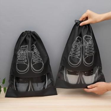 Imagem de 2 bolsas de armazenamento de sapatos com cordão e janela transparente organizador de sapatos de viagem para tênis, saltos, bagagem diária de armário