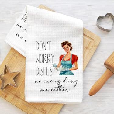 Imagem de Toalhas de cozinha engraçadas 61 x 35 cm, toalhas de mão retrô Sassy Lady Waffle para cozinha casa de fazenda, pano de prato de microfibra absorvente branco toalha de chá, presentes de inauguração de