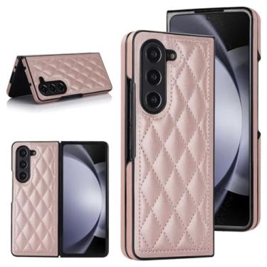 Imagem de Capa de couro para celular Samsung Galaxy Z Fold 6 5 4 3 com proteção anti-bloqueio, rosa 1, para Galaxy Z Fold 7