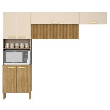 Imagem de Armário Para Cozinha 9 Portas Hamburgo Freijó Vanilla Ripado