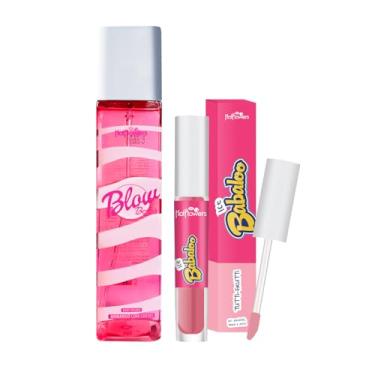 Imagem de Kit Gloss Labial Tutti Frutti Hot Flowers Vibra e Gela Aroma Delicioso e Body Splash Blow Morango com Creme