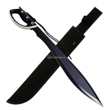 Imagem de Facão Machete Aço Inoxidável 44cm Lâmina Lisa e Serrilhada com Bainha 