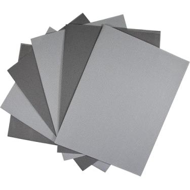 Imagem de KCS 6 peças de 12" x 18" (30 cm x 45 cm) 14CT algodão contado tecido ponto cruz tecido Aida (cinza médio + cinza escuro)