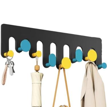 Imagem de Suporte de gancho magnético, suporte de chave magnético para parede, suporte de parede para geladeira, armário de metal, churrasqueiras, lava-louças (preto, 8 ganchos)