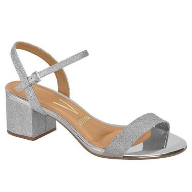 Imagem de Sandália Salto Bloco Vizzano Médio Feminina 6291.900, 34, Prata