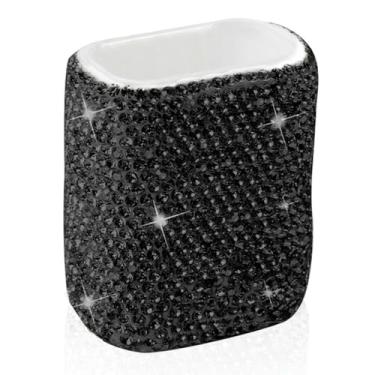 Imagem de MINGZAIQIPEI Caixa de armazenamento de carro de cristal brilhante organizador para mulheres, comporta protetor labial, batom, pequenos cosméticos essenciais (preto)